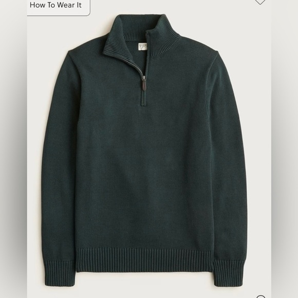 J.Crew Heritage cotton quarter-zip sweater in deepest spruce